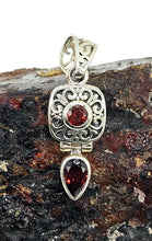Load image into Gallery viewer, Vintage Style Garnet Pendant, Sterling Silver, January Birthstone, 2nd Anniversary Stone