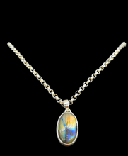 Load image into Gallery viewer, Spectrolite Labradorite Pendant, Sterling Silver, Oval Cabochon, Magical Stone, Trust in the Universe Stone