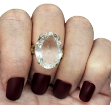 Load image into Gallery viewer, Clear Quartz Ring, Size M, Sterling Silver, 15 carats, Oval Faceted, Psychic Stone, Soul Cleanser, Clarity Gem, Thought Amplifier - GemzAustralia 