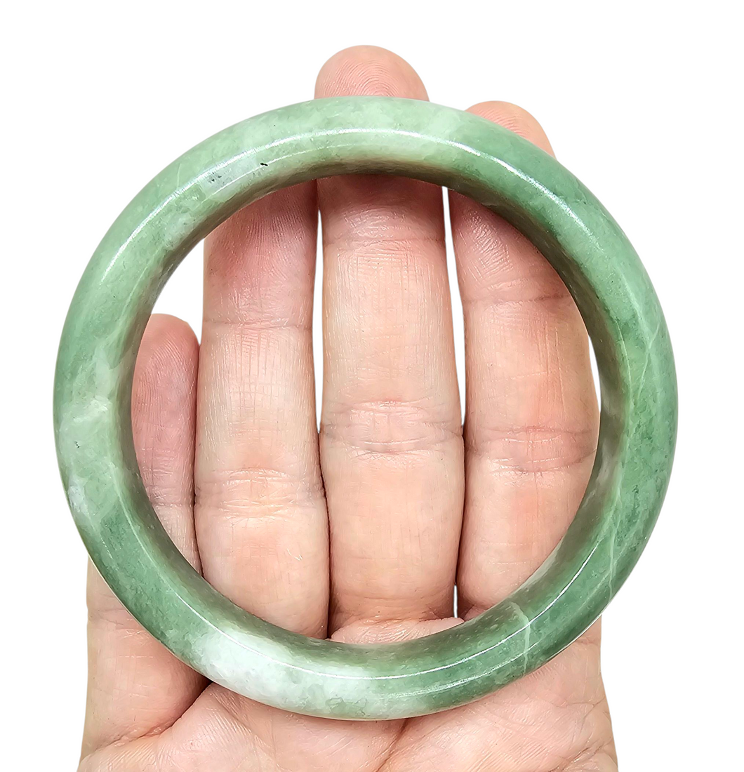 Jade Bangle, 62mm Diameter, Green Nephrite Jade, Protection Gem, Lucky Gemstone, Good Fortune Stone, Good Luck Talisman - GemzAustralia 