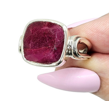 Load image into Gallery viewer, Cushion cut Ruby Ring, Size 9, 40th Anniversary Stone, 12 carats, Sterling Silver, July Birthstone, Energy Stone