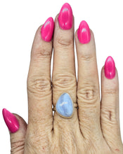 Load image into Gallery viewer, Blue Lace Agate Ring, Size 8, Sterling Silver, Communication &amp; Confidence Stone, Protection Stone, Gemini and Pisces stone