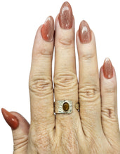 Load image into Gallery viewer, Adjustable Tiger's Eye Ring, Size 9, Sterling Silver, Kundalini Awakening, Courage Gemstone, Protection Amulet, Leo Zodiac