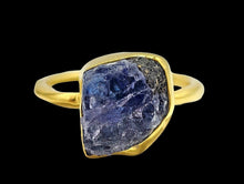 Load image into Gallery viewer, Blue Sapphire Ring, Size 7, 14k Gold Plated Sterling Silver, Raw Sapphire, September Birthstone