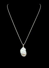 Load image into Gallery viewer, Silver Baroque Pearl Pendant, Freshwater Pearl, Sterling Silver, June Birthstone, Natural Pearl, Flameball fireball Pearl - GemzAustralia 