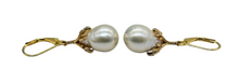 Load image into Gallery viewer, Baroque Pearl Earrings, Gold Plated Sterling Silver, Art Nouveau, June Birthstone, Natural Pearls, Bridal Jewellery - GemzAustralia 