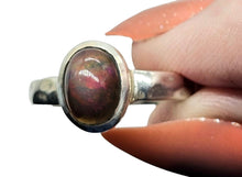 Load image into Gallery viewer, Solid Australian Black Opal Ring, Size 6, Sterling Silver, Oval Shaped, October Birthstone, Aura Gemstone, Psychic Stone, Genuine