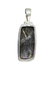 Rectangle Purple Labradorite Pendant, Sterling Silver, Magical Gem, Trust Stone, Mystical Gemstone, Third eye chakra - GemzAustralia 