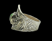 Load image into Gallery viewer, Ethiopian Opal Ring, Size 6 Adjustable, Sterling Silver, October Birthstone, Aura Stone, Psychic Gemstone, Oxidized engraving, Bohemian