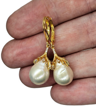 Load image into Gallery viewer, Baroque Pearl Earrings, Gold Plated Sterling Silver, Art Nouveau, June Birthstone, Natural Pearls, Bridal Jewellery - GemzAustralia 