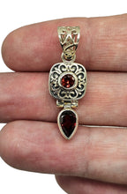 Load image into Gallery viewer, Vintage Style Garnet Pendant, Sterling Silver, January Birthstone, 2nd Anniversary Stone