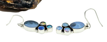 Load image into Gallery viewer, Opal Dangly Earrings, October Birthstone, Sterling Silver, Australian Opal Doublets, Love &amp; Passion Stone, Four Stone Drops, Genuine Gems