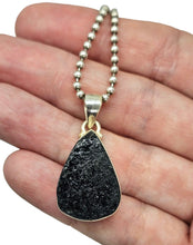 Load image into Gallery viewer, Black Tourmaline Pendant, Sterling Silver, Rough Gemstone, October Birthstone, Schorl Gemstone, Grounding Stone, Good Luck Stone