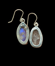 Load image into Gallery viewer, Raw Rainbow Moonstone Earrings, Sterling Silver, June Birthstone
