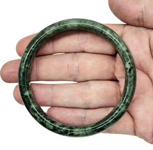 Load image into Gallery viewer, Green Jade Bangle, 61mm Diameter, Canadian Nephrite Jade, Protection Gem, Lucky Gemstone, Good Fortune Stone - GemzAustralia 