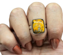Load image into Gallery viewer, Rectangle Bumblebee Jasper ring, Size 7, Sterling Silver, Eclipse Jasper, Bright Yellow, Orange &amp; Black Gemstone, New Beginnings