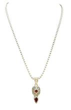 Load image into Gallery viewer, Vintage Style Garnet Pendant, Sterling Silver, January Birthstone, 2nd Anniversary Stone