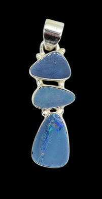 Australian Opal Pendant, Sterling Silver, October Birthstone, Blue, Red, Green Opal, Precious Gemstone, Pure Energy, Lucky Gem - GemzAustralia 