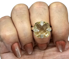 Load image into Gallery viewer, Cushion Cut Citrine Ring, Size 8, Sterling Silver, 10 carats, Wealth Gem, November Birthstone, 13th Anniversary Gemstone - GemzAustralia 