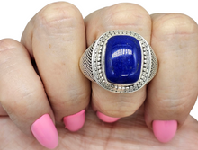 Load image into Gallery viewer, Men's Lapis Lazuli Ring, Size 13, Sterling Silver, Bold Oversized Rectangle Shape, Protection Gemstone