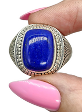 Load image into Gallery viewer, Men's Lapis Lazuli Ring, Size 13, Sterling Silver, Bold Oversized Rectangle Shape, Protection Gemstone