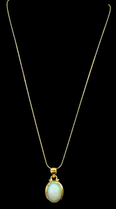 Solid African Opal Pendant, 18K Gold Plated Sterling Silver, October Birthstone, Aura Gem, Psychic Gemstone, Precognition Stone, Oval Shaped