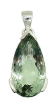 Load image into Gallery viewer, Prasiolite Pendant, Green Amethyst Gemstone, 35 carats, Sterling Silver, Pear Design, Spiritual Stone, Light Green Crystal