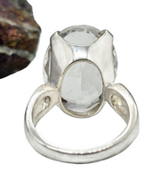 Load image into Gallery viewer, Clear Quartz Ring, Size M, Sterling Silver, 15 carats, Oval Faceted, Psychic Stone, Soul Cleanser, Clarity Gem, Thought Amplifier - GemzAustralia 