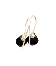 Load image into Gallery viewer, Black Onyx Earrings, Diamond Checkerboard faceted, Sterling Silver, Protection Stone, lucky Gemstone