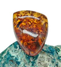 Load image into Gallery viewer, Triangle Baltic Amber Ring, Adjustable Size, Solid 925 Sterling Silver, Fossilized Tree Resin, Cognac Colour