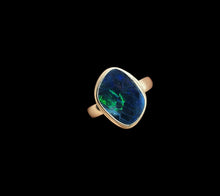Load image into Gallery viewer, Opal Doublet Ring, Size 6.25, October Birthstone, Sterling Silver, Good Luck Stone, Blue Green Opal, 14th Anniversary Stone