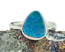 Load image into Gallery viewer, Australian Opal Ring, Size 8.5, October Birthstone, Sterling Silver, Good Luck Stone, Hope Gem, Aura Gemstone, Psychic Stone