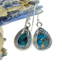 Load image into Gallery viewer, Blue Copper Turquoise Earrings, Sterling Silver, Teardrop Shape, Protection Stone, Love Stone, Mood Stone, December Birthstone - GemzAustralia 