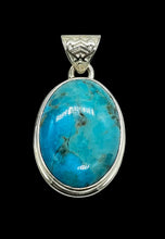 Load image into Gallery viewer, Oval Turquoise Pendant, December Birthstone, Sterling Silver, Blue Turquoise, Protection Stone, Love Stone, Genuine