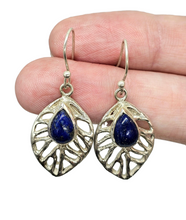 Load image into Gallery viewer, Artisan Lapis Lazuli Earrings, Sterling Silver, Protection Stone, Truth Stone, Relationships &amp; Love Stone, Royal Blue Gemstone - GemzAustralia 
