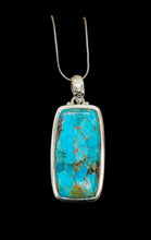 Load image into Gallery viewer, Rectangle Turquoise Pendant, Sterling Silver, December Birthstone, Blue Turquoise, Protection Stone, Love Stone, Genuine Arizona Turquoise