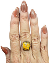 Load image into Gallery viewer, Rectangle Bumblebee Jasper ring, Size 7, Sterling Silver, Eclipse Jasper, Bright Yellow, Orange &amp; Black Gemstone, New Beginnings