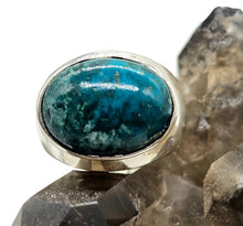 Load image into Gallery viewer, Chrysocolla Ring, Size 7, Sterling Silver, Oval Shaped, Turquoise Blue Gem, Communication Stone
