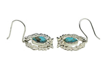 Load image into Gallery viewer, Turquoise Garland Earrings, Sterling Silver, December Birthstone, Pear Shaped, Bezel Set, Protection Stone - GemzAustralia 