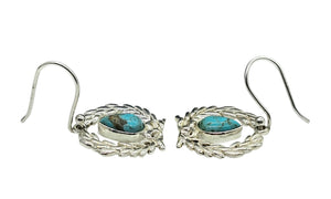 Turquoise Garland Earrings, Sterling Silver, December Birthstone, Pear Shaped, Bezel Set, Protection Stone - GemzAustralia 