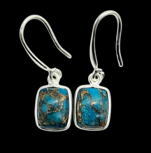 Load image into Gallery viewer, Rectangle Turquoise Earrings, December Birthstone, Sterling Silver, Protection Stone, Love Stone, Good Fortune Gemstone - GemzAustralia 