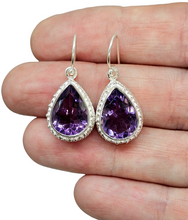 Load image into Gallery viewer, Amethyst Earrings, 11 carats, Sterling Silver, Pear Shaped, Protection Stone, February Birthstone, 6th Anniversary Gemstone - GemzAustralia 