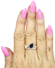 Load image into Gallery viewer, Art Nouveau Iolite Ring, Size 8, Sterling Silver, Water Sapphire, Blue Violet Gemstone, Connects to Angels, Viking's Compass