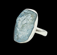 Load image into Gallery viewer, Raw Aquamarine Ring, Size 9, March Birthstone, Sterling Silver, Courage Gem, Communication with the Divine
