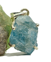 Load image into Gallery viewer, Raw Aquamarine Pendant, March Birthstone, Sterling Silver, Courage Gem, Communication with the Divine, Natural Rough Stone
