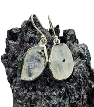 Load image into Gallery viewer, Raw Rainbow Moonstone Earrings, Sterling Silver, June Birthstone