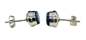 Australian Opal Studs, October Birthstone, Sterling Silver, Blue Green Opal Doublets, Love and Passion Stone, Genuine Gemstones - GemzAustralia 