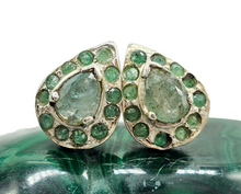 Load image into Gallery viewer, Vintage style Emerald Studs, Sterling Silver, May Birthstone, Stone of Inspiration, Memory Stone, Infinite patience, Green Gem - GemzAustralia 