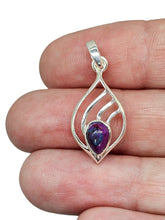 Load image into Gallery viewer, Purple &amp; Blue Mojave Turquoise Charm Pendant, Pear Shaped, Sterling Silver, Goddess Gem, Protection Stone, Powerful Stone