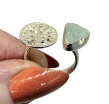 Load image into Gallery viewer, Rough Aquamarine &amp; Tree of Life Ring, Size 7, Sterling Silver, March Birthstone, Pale Blue Gemstone, Divine Communication